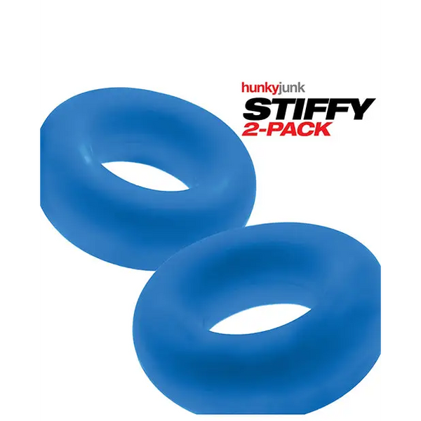Hunky Junk Stiffy 2 Pack Cockrings - Teal Ice - Penis Enhancement