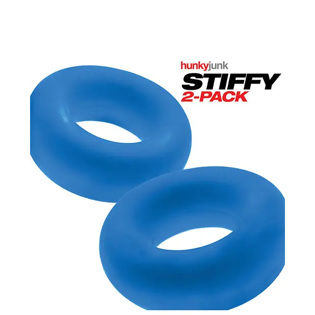 Hunky Junk Stiffy 2 Pack Cockrings - Teal Ice - Penis Enhancement