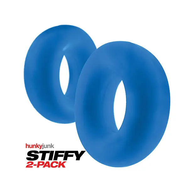 Hunky Junk Stiffy 2 Pack Cockrings - Teal Ice - Penis Enhancement