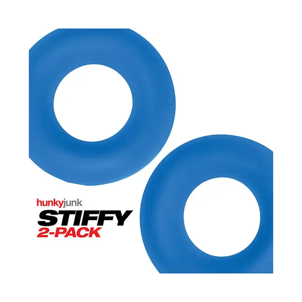 Hunky Junk Stiffy 2 Pack Cockrings - Teal Ice - Penis Enhancement