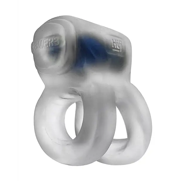 Hunkyjunk Revhammer Shaft Vibe Ring - Clear Ice w/Blue Vibe - Penis Enhancement
