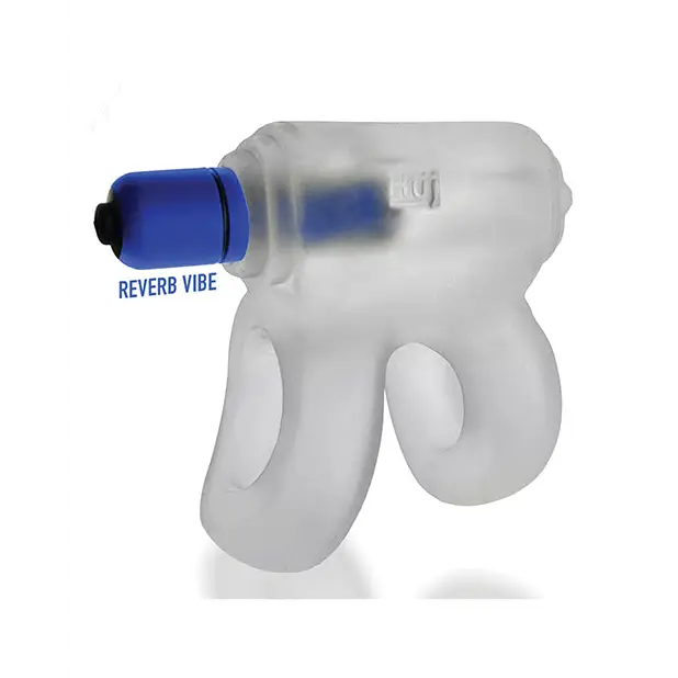 Hunkyjunk Revhammer Shaft Vibe Ring - Clear Ice w/Blue Vibe - Penis Enhancement