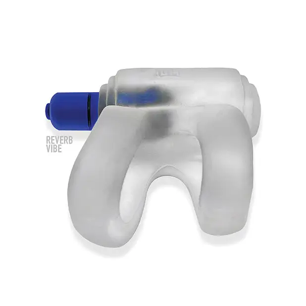 Hunkyjunk Revhammer Shaft Vibe Ring - Clear Ice w/Blue Vibe - Penis Enhancement