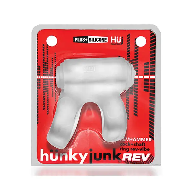 Hunkyjunk Revhammer Shaft Vibe Ring - Clear Ice w/Blue Vibe - Penis Enhancement