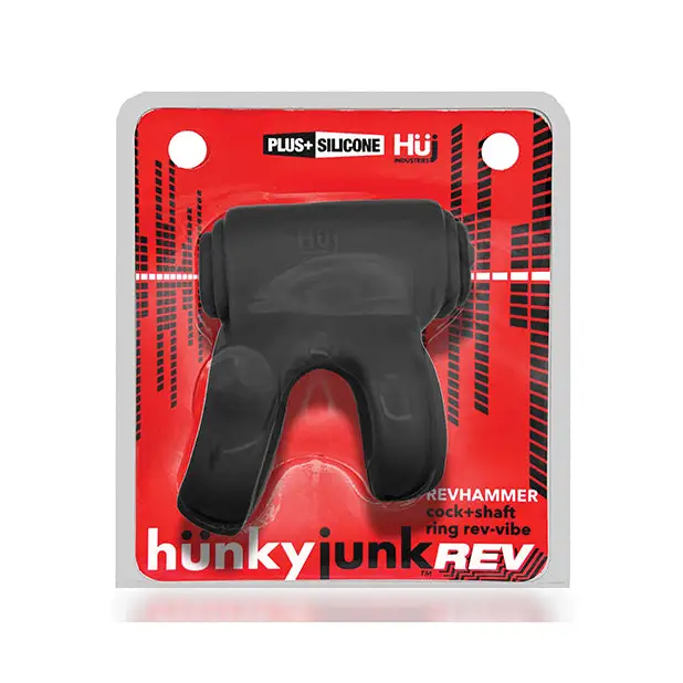 Hunkyjunk Revhammer Shaft Vibe Ring - Tar Ice w/Red Vibe - Penis Enhancement