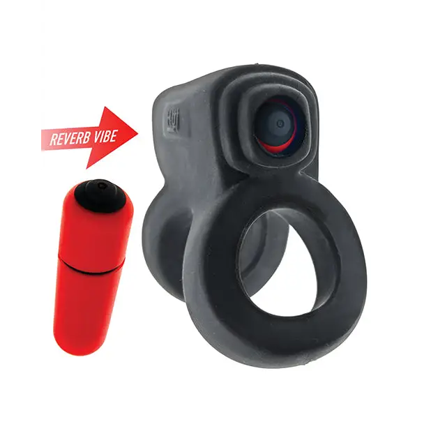 Hunkyjunk Revhammer Shaft Vibe Ring - Tar Ice w/Red Vibe - Penis Enhancement