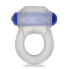 Hunkyjunk Revring Cock Ring w/Vibe - Clear w/Blue Vibe - Penis Enhancement