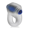 Hunkyjunk Revring Cock Ring w/Vibe - Clear w/Blue Vibe - Penis Enhancement