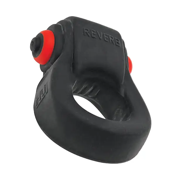 Hunkyjunk Revring Cock Ring w/Vibe - Tar w/Red Vibe - Penis Enhancement