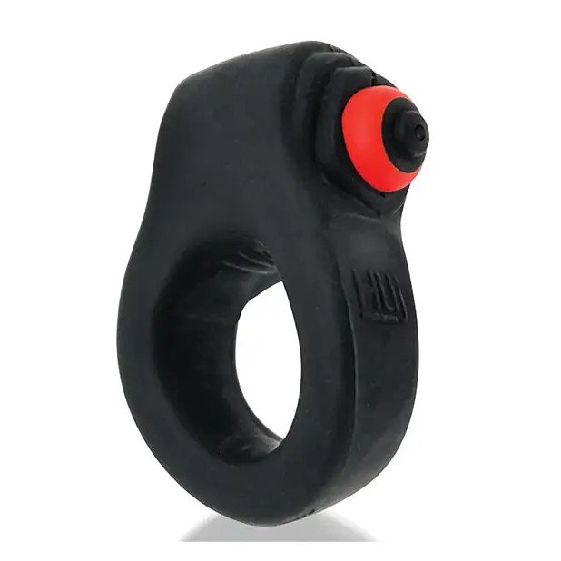 Hunkyjunk Revring Cock Ring w/Vibe - Tar w/Red Vibe - Penis Enhancement