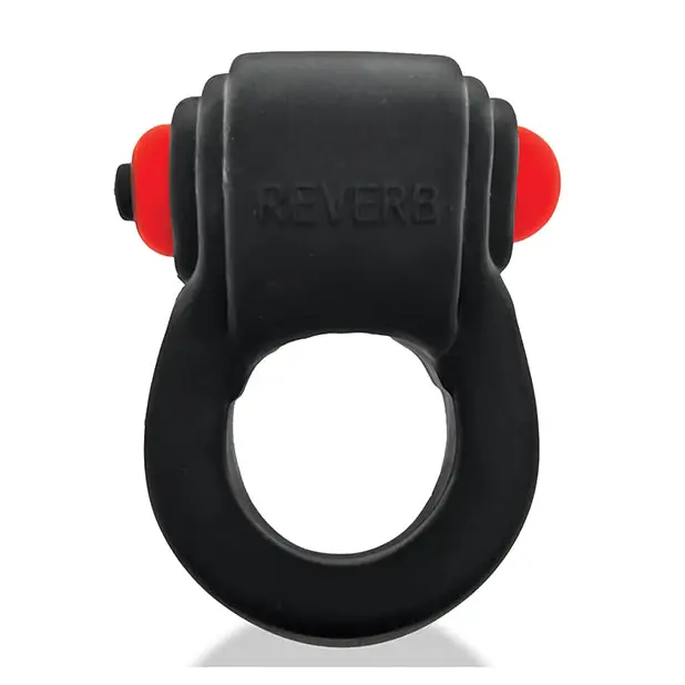Hunkyjunk Revring Cock Ring w/Vibe - Tar w/Red Vibe - Penis Enhancement