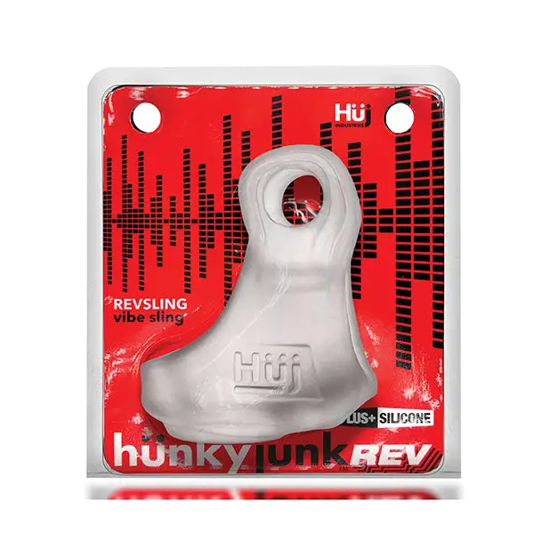 Hunkyjunk Revsling Sling w/Vibe - Clear Ice w/Blue Vibe - Penis Enhancement