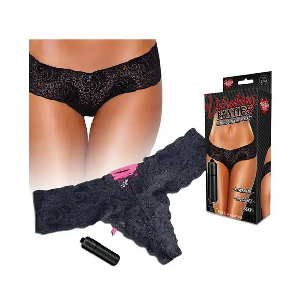 Hustler Vibrating Panties w/Bullet Black M/L - Stimulators
