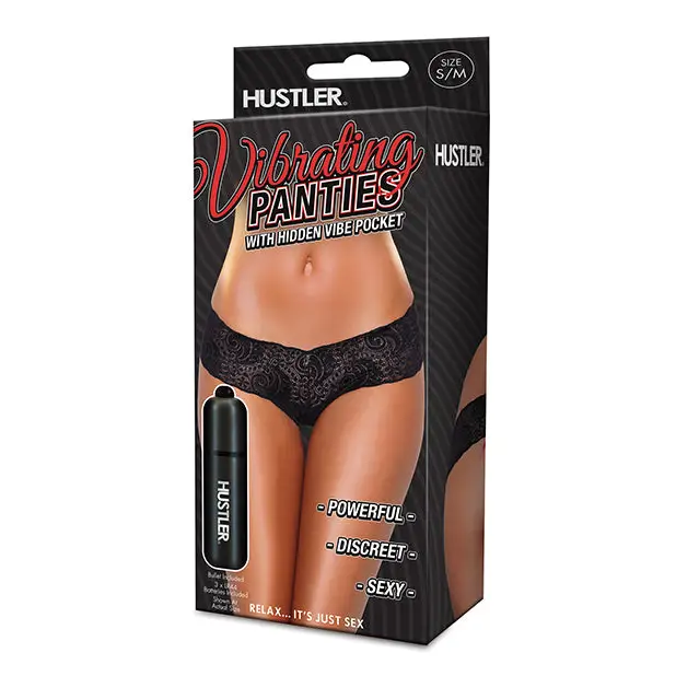 Hustler Vibrating Panties w/Bullet Black S/M - Stimulators