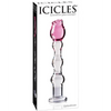 Icicles No. 12 Hand Blown Glass Massager - Clear w/Rose Tip - Dongs & Dildos