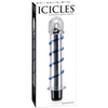 Icicles No. 20 Hand Blown Glass Vibrator Waterproof - Clear w/Blue Swirls - Dongs & Dildos