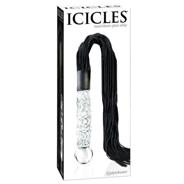 Icicles No. 38 Hand Blown Glass Handled Whip - Clear - Dongs & Dildos