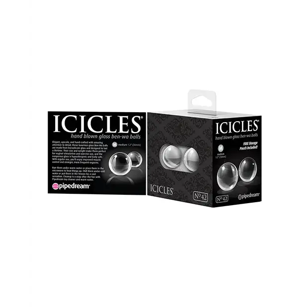 Icicles No. 42 Hand Blown Glass Medium Ben Wa Balls - Clear - Stimulators