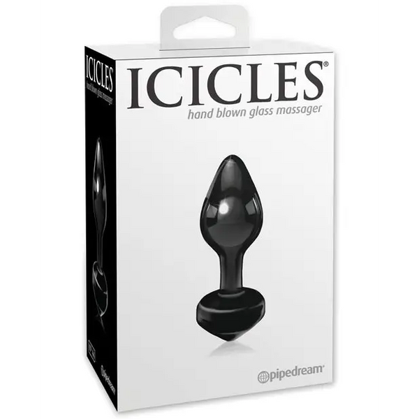 Icicles No. 44 Hand Blown Glass Butt Plug - Black - Anal Products