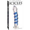 Icicles No. 5 Hand Blown Glass Massager - Clear w/Blue Swirls - Dongs & Dildos