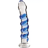 Icicles No. 5 Hand Blown Glass Massager - Clear w/Blue Swirls - Dongs & Dildos