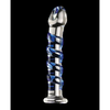 Icicles No. 5 Hand Blown Glass Massager - Clear w/Blue Swirls - Dongs & Dildos