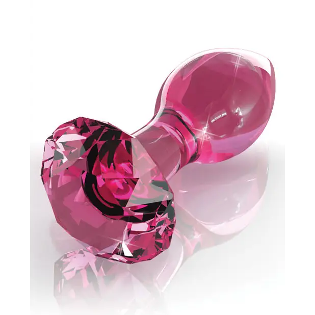 Icicles No. 79 Hand Blown Glass Diamond Butt Plug - Pink - Anal Products