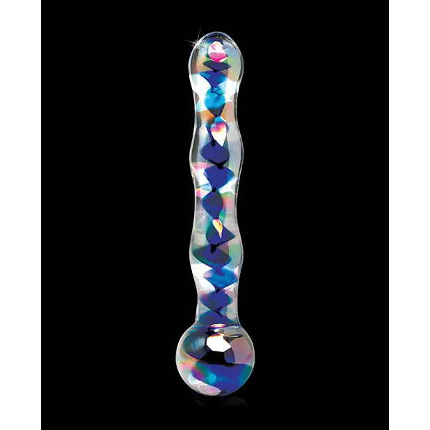 Icicles No. 8 Hand Blown Glass Massager - Clear w/Inside Blue Swirls - Dongs & Dildos