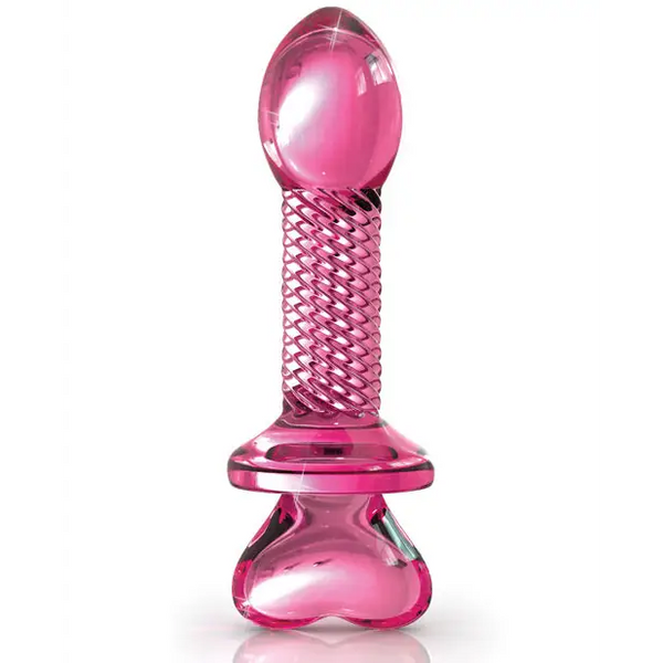 Icicles No. 82 Hand Blown Glass Butt Plug - Ribbed/Pink - Anal Products