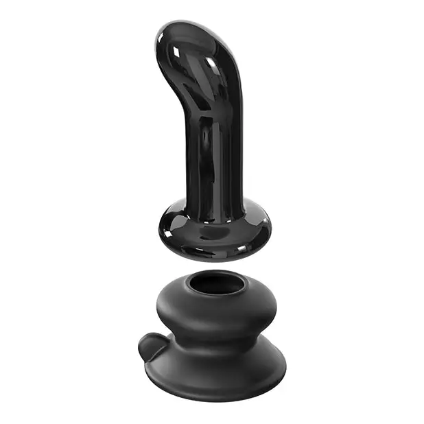 Icicles No. 84 Hand Blown Glass Vibrating Butt Plug w/Remote - Black - Anal Products