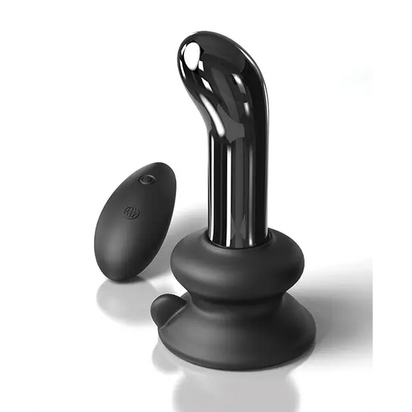 Icicles No. 84 Hand Blown Glass Vibrating Butt Plug w/Remote - Black - Anal Products