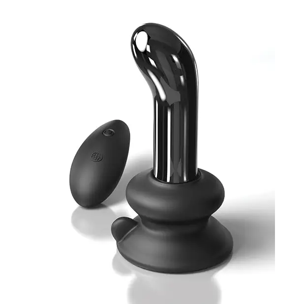 Icicles No. 84 Hand Blown Glass Vibrating Butt Plug w/Remote - Black - Anal Products