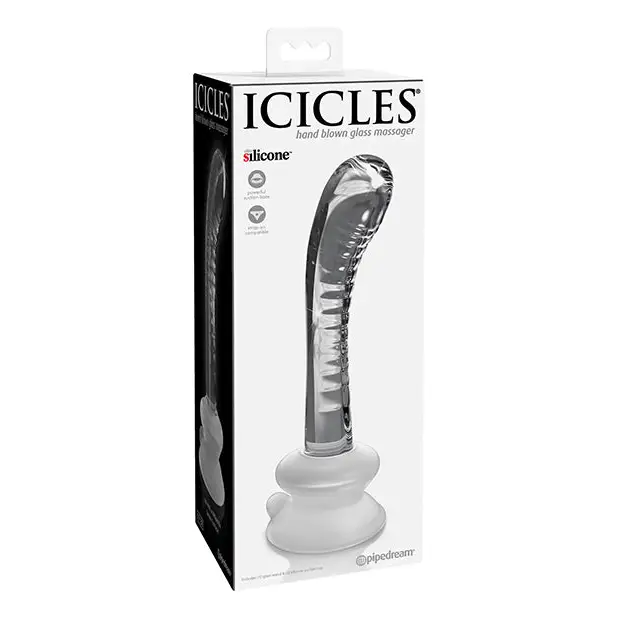 Icicles No. 88 Hand Blown Glass G-Spot Massager w/Suction Cup - Clear - Dongs & Dildos