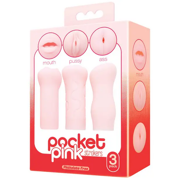 Icon Brands Pocket Pink Strokers - 3- Pack - Dolls & Masturbators