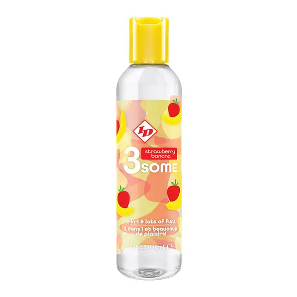 ID 3some 3 in 1 Lubricant - 4 oz Strawberry Banana - Lubricants