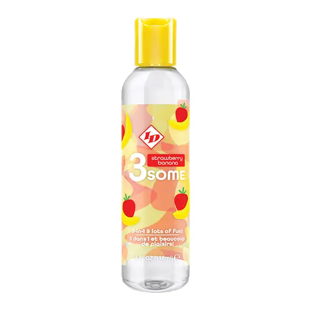 ID 3some 3 in 1 Lubricant - 4 oz Strawberry Banana - Lubricants