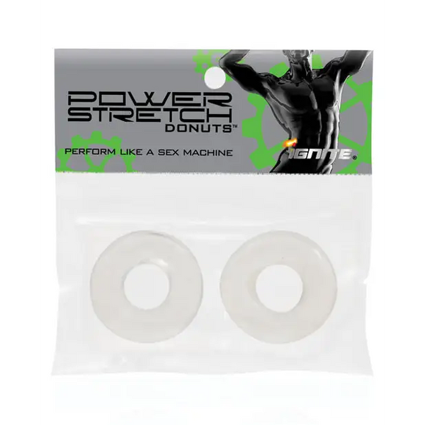 Ignite Power Stretch Donut Cock Ring - Clear Pack of 2 - Penis Enhancement