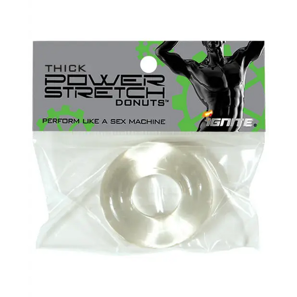 Ignite Thick Power Stretch Donut Cock Ring - Clear - Penis Enhancement