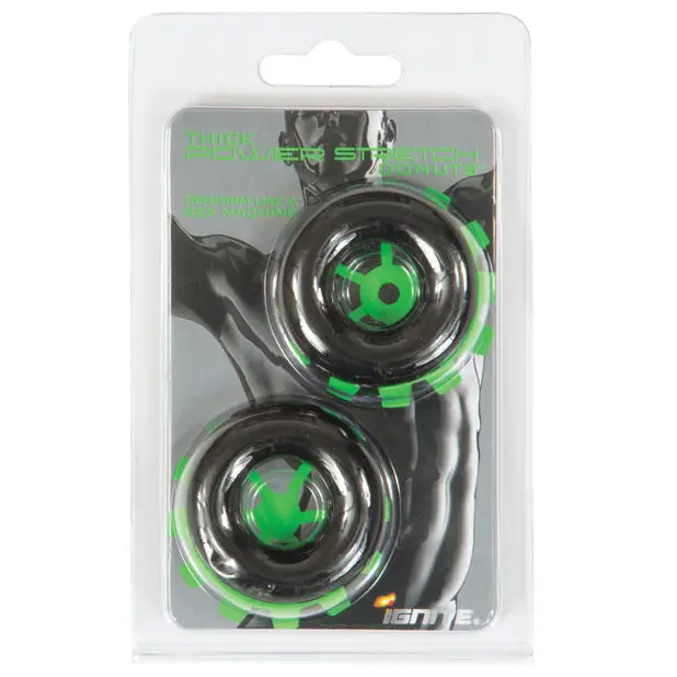 Ignite Thick Power Stretch Donuts - Black Pack of 2 - Penis Enhancement