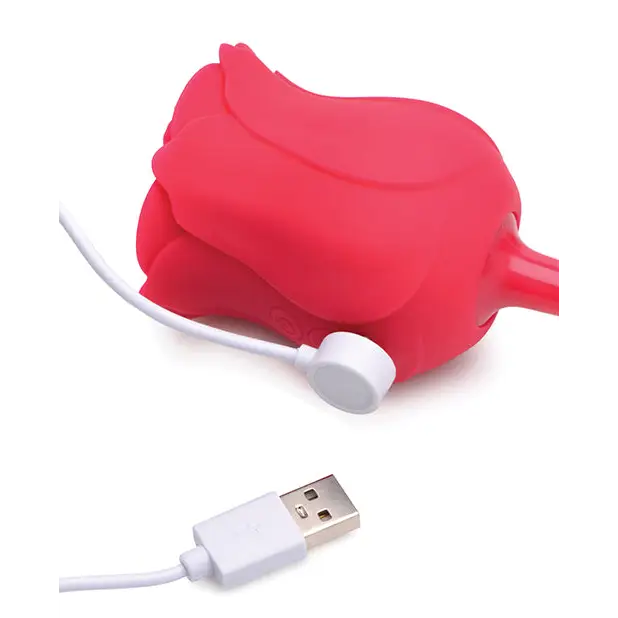 Inmi Bloomgasm Rose Buzz Dual Ended 5X Air Clit Stimulator & 7X Vibrator - Red - Stimulators