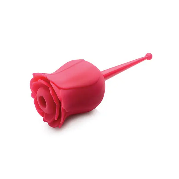 Inmi Bloomgasm Rose Buzz Dual Ended 5X Air Clit Stimulator & 7X Vibrator - Red - Stimulators