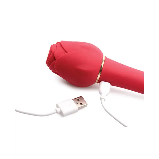 Inmi Bloomgasm Sweet Heart Rose 5X Suction & 10X Vibrator - Red - Stimulators