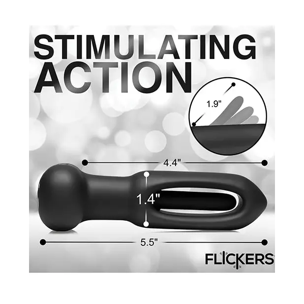 Inmi Bum Flick Flicking & Vibrating Silicone Butt Plug w/Remote - Black - Anal Products