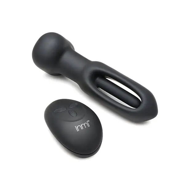 Inmi Bum Flick Flicking & Vibrating Silicone Butt Plug w/Remote - Black - Anal Products