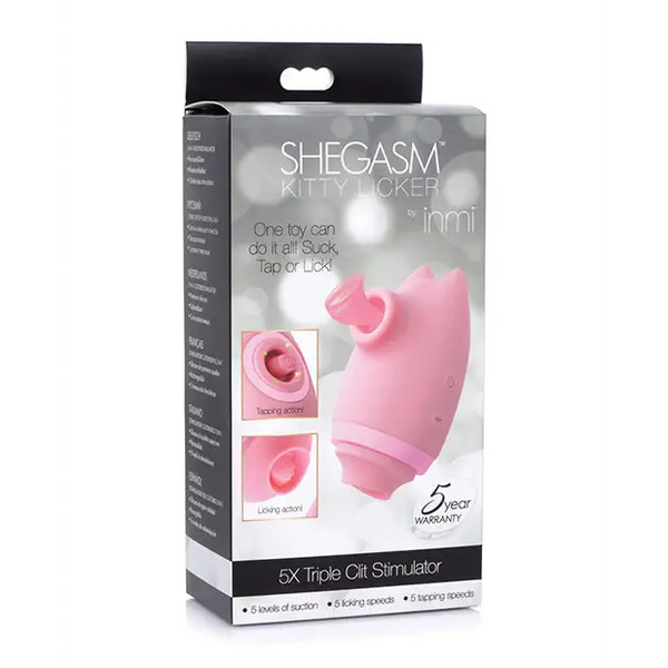 Inmi Shegasm Kitty Licker 5X Triple Clit Stimulator - Pink - Stimulators