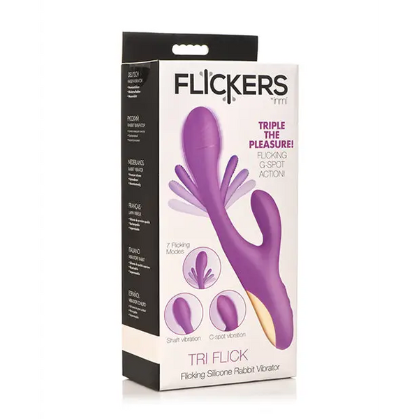 Inmi Tri-Flick Flicking Rabbit Vibrator - Purple - Vibrators