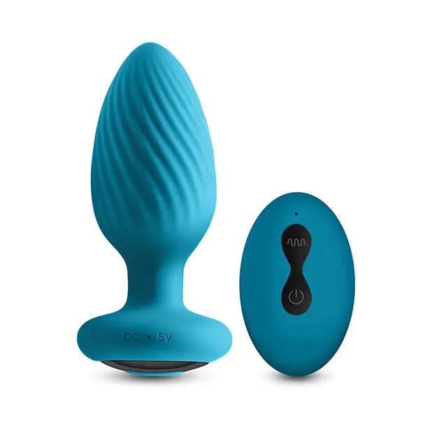 INYA Alpine 2.0 Gyrating & Vibrating Anal Plug w/Remote - Teal - Anal Products
