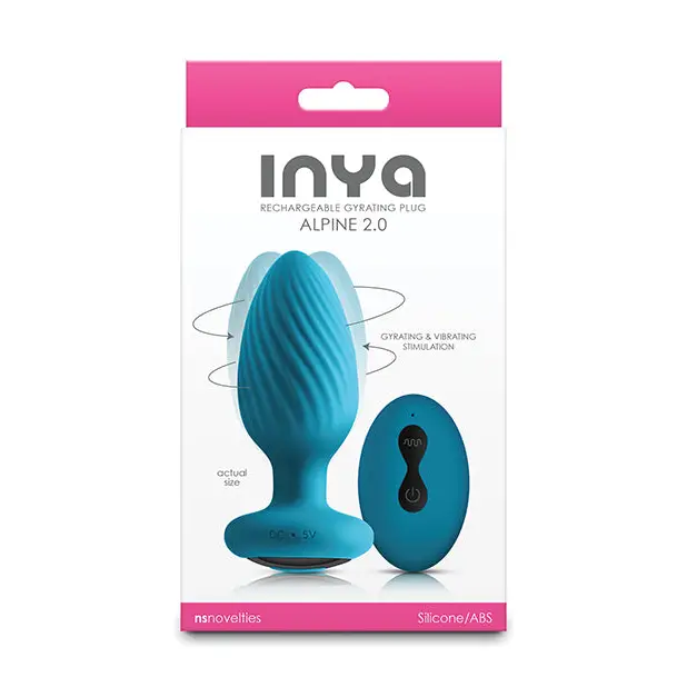 INYA Alpine 2.0 Gyrating & Vibrating Anal Plug w/Remote - Teal - Anal Products
