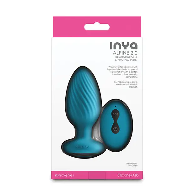 INYA Alpine 2.0 Gyrating & Vibrating Anal Plug w/Remote - Teal - Anal Products