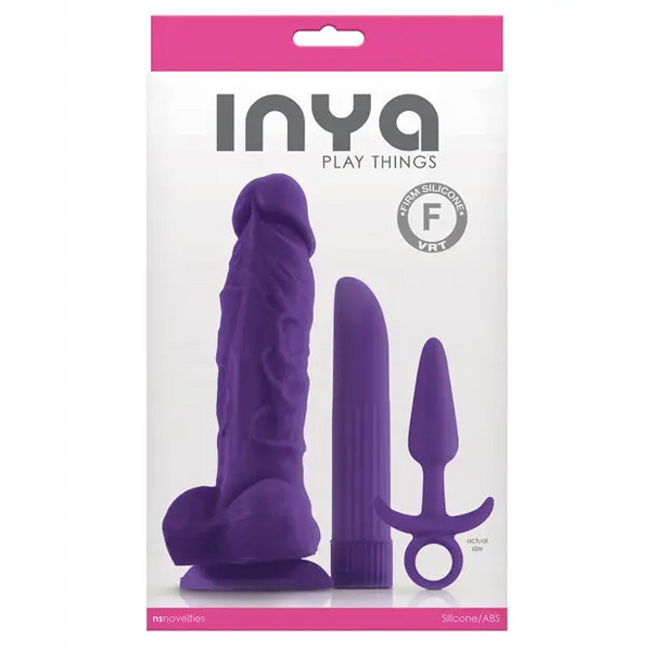 INYA Play Things Set of Plug Dildo & Vibrator - Purple - Anal Products